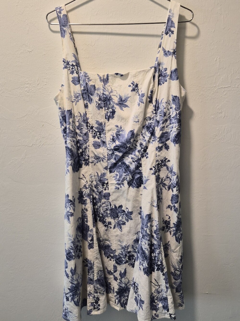 Abercrombie & Fitch White Maxi Dress with Blue Floral Print